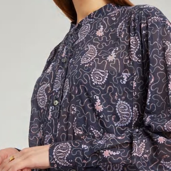 Isabel Marant etoile Mexika Paisley Shirt blue cotton top blouse long sleeve - Picture 13 of 13